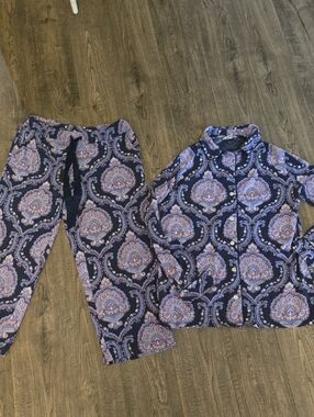 Soma Purple Paisley Button-Up  Pajama Set